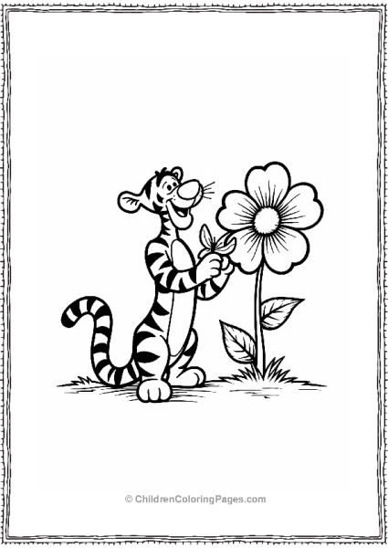 Tigger With A Giant Flower And Butterfly Free PDF Printable