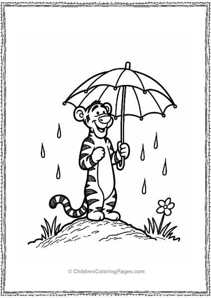 Tigger With An Umbrella In The Rain Free PDF Printable