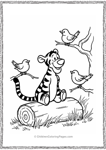 Tigger With Chirping Bird Friends Free PDF Printable