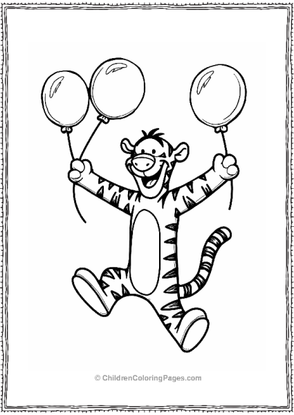 Tigger’s Joyful Bounce With Balloons Free PDF Printable