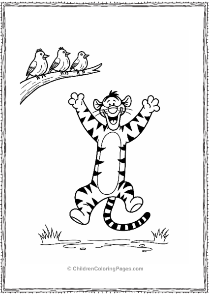 Tigger’s Jumping Jacks With Curious Birds Free PDF Printable