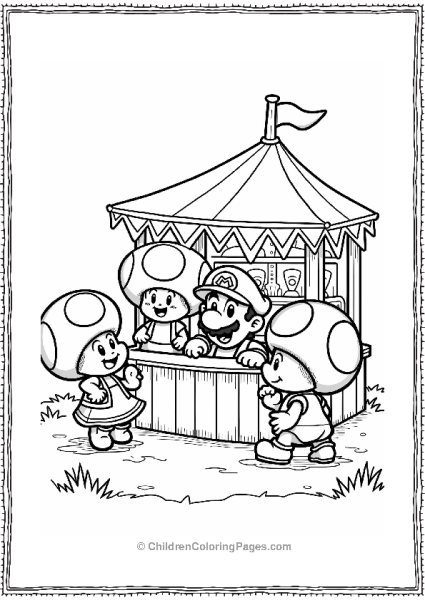 Toad And Friends At The Game Booth Free PDF Printable