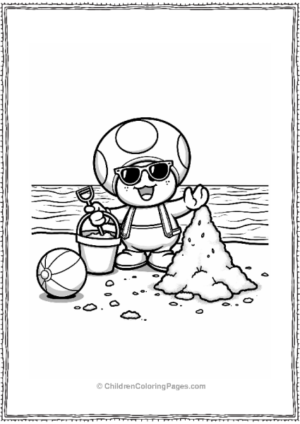 Toad Building A Sandcastle At The Beach Free PDF Printable