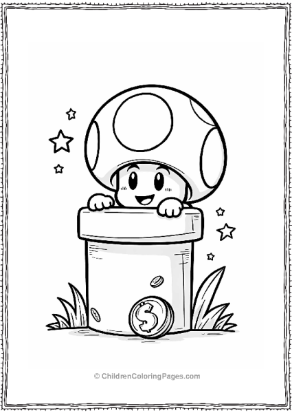 Toad Peeking From A Green Pipe Free PDF Printable