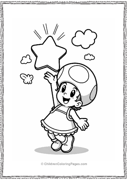 Toadette Reaching For A Shining Star Free PDF Printable