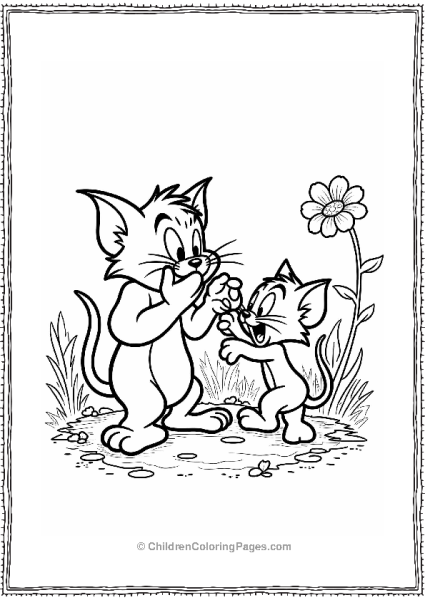 Tom And Baby Tom Sneezing In A Whimsical Garden Free PDF Printable