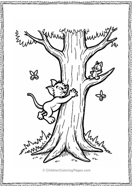 Tom Climbing A Tree With Jerry Free PDF Printable