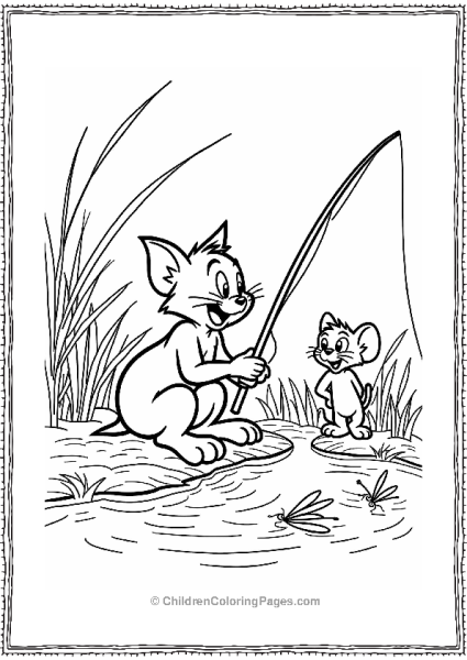 Tom Fishing At The Lake With Jerry Free PDF Printable