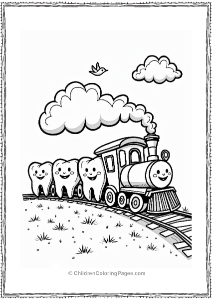 Tooth Train Adventure Coloring Page Free PDF Printable