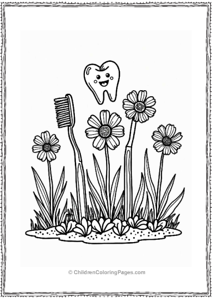 Toothbrush Garden With Happy Teeth Free PDF Printable