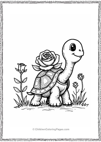 Turtle With A Rose Free PDF Printable