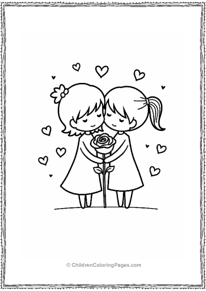 Two Lovers With A Rose Free PDF Printable