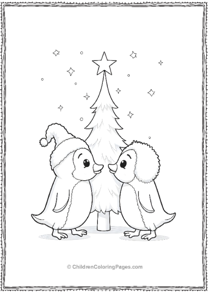 Two Penguins Stacking A Star Topper Free PDF Printable