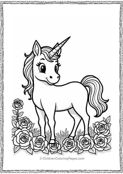 Unicorn In A Field Of Roses Free PDF Printable