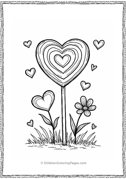 Valentine’s Heart Lollipop Design Free PDF Printable