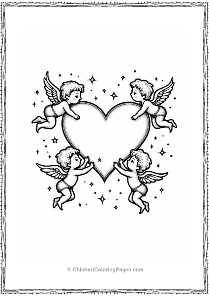 Valentine’s Heart With Cupids Free PDF Printable