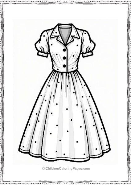 Vintage Tea Dress Coloring Page Free PDF Printable