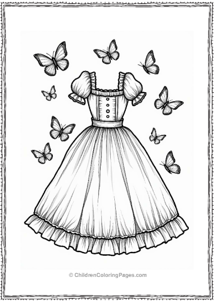 Vintage Tea Dress With Butterflies Free PDF Printable