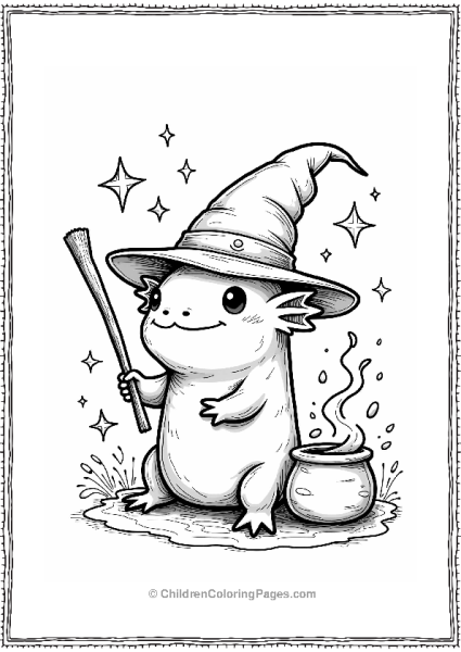 Whimsical Axolotl Wizard Free PDF Printable