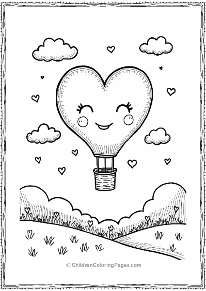 Whimsical Heart Shaped Hot Air Balloon Free PDF Printable