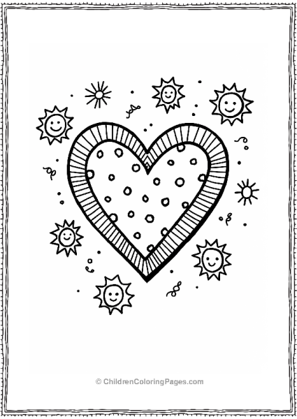 Whimsical Heart With Cheerful Suns Free PDF Printable