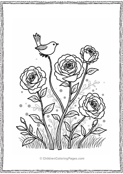 Wild Rose Bush With Bird Free PDF Printable