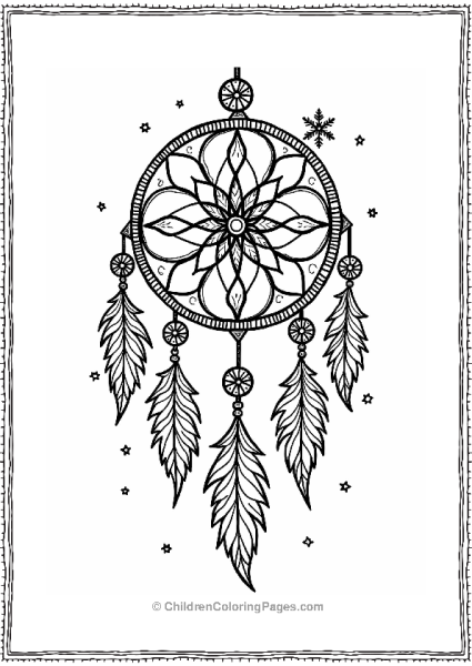 Winter Dreamcatcher With Snowflakes Free PDF Printable