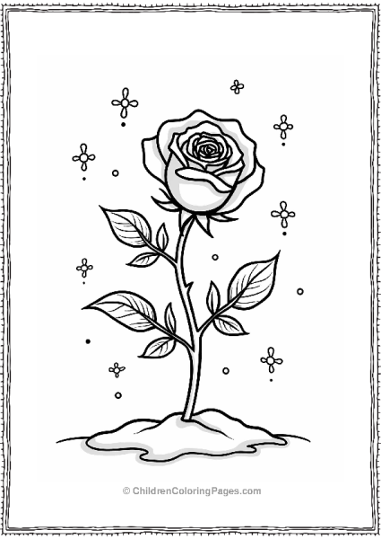 Winter Rose With Snowflakes Free PDF Printable