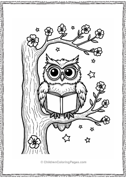 Wise Old Owl Reading Under Stars Free PDF Printable