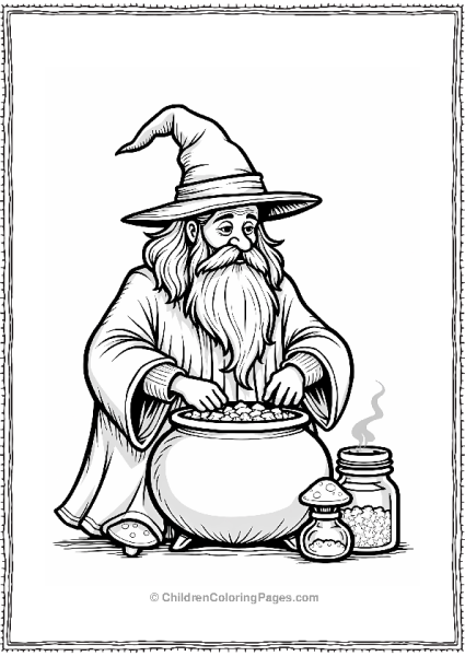 Wise Wizard With Cauldron Free PDF Printable