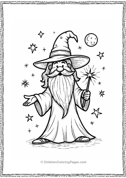 Wise Wizard With Wand And Stars Free PDF Printable