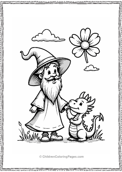 Wizard And His Dragon Under A Flower Free PDF Printable