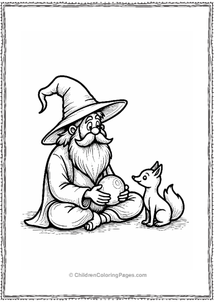 Wizard And His Fox With Crystal Ball Free PDF Printable