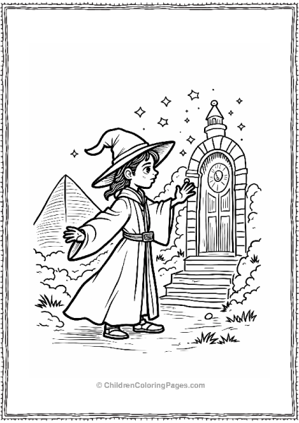 Wizard Casting A Spell To Open A Time Door Free PDF Printable