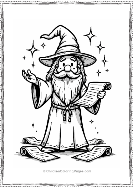 Wizard Casting Spells With Scrolls Free PDF Printable