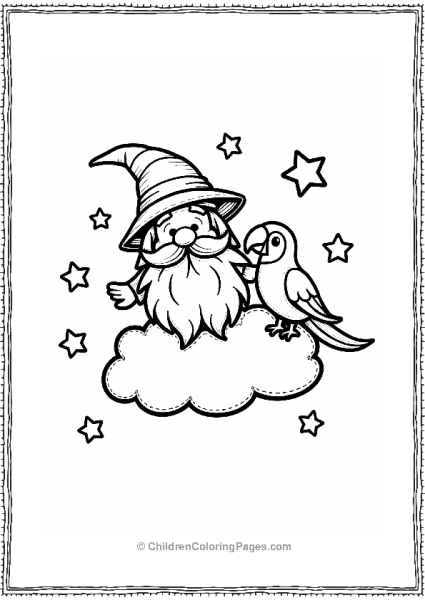 Wizard On A Cloud With A Parrot Free PDF Printable