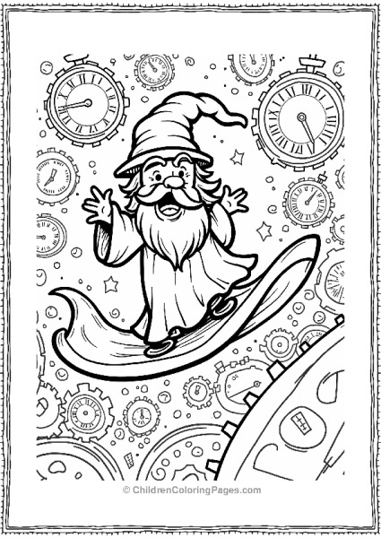 Wizard Riding A Flying Carpet Through A Time Vortex Free PDF Printable