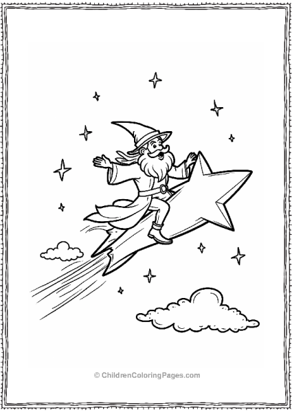 Wizard Riding A Shooting Star Free PDF Printable