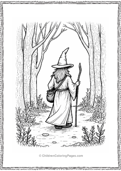 Wizard Walking In The Enchanted Forest Free PDF Printable