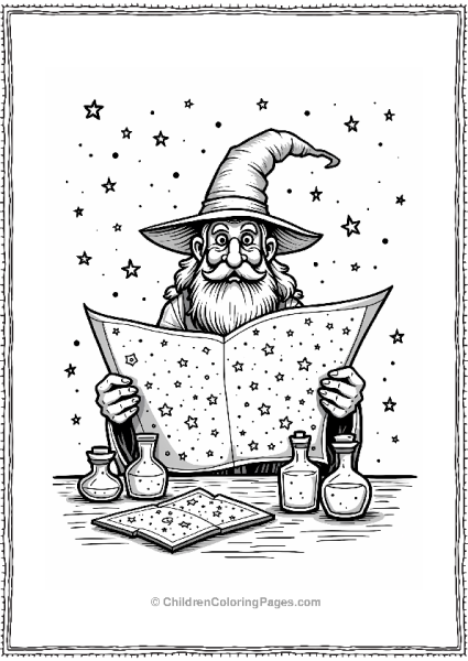 Wizard With Enchanted Star Map Free PDF Printable