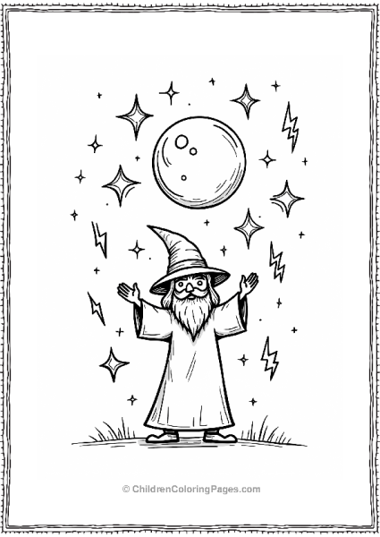 Wizard With Floating Crystal Ball Free PDF Printable