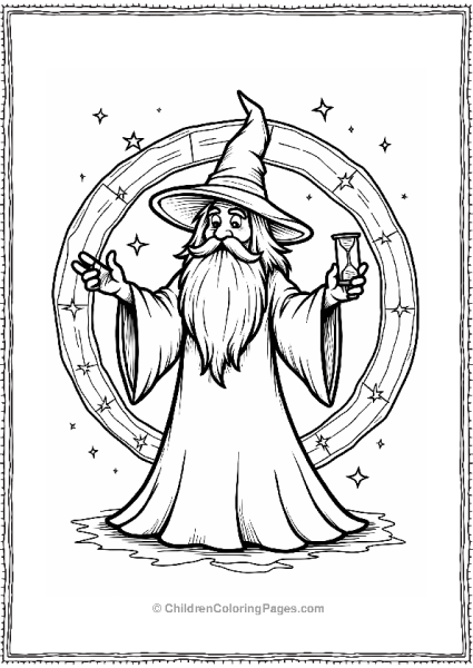 Wizard With Hourglass And Time Portal Free PDF Printable