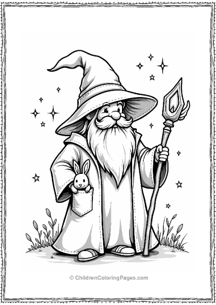 Wizard With Rabbit And Stars Free PDF Printable