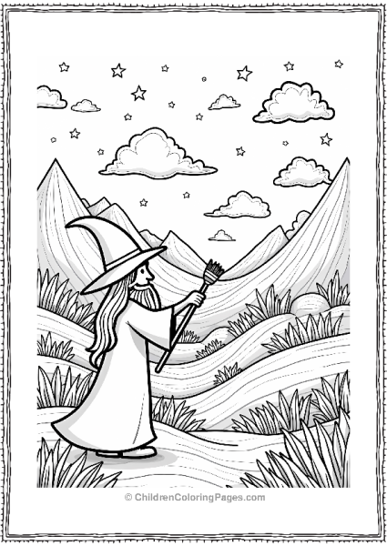 Wizard’s Dreamscape Coloring Page Free PDF Printable