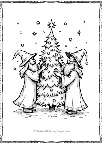 Wizard Decorating A Holiday Tree Free PDF Printable