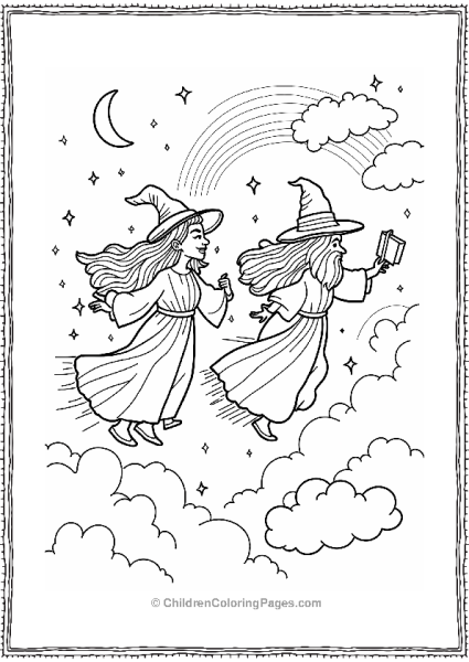 Wizard Flying In A Dreamy Sky Free PDF Printable