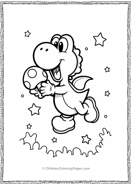 Yoshi Bouncing With A Super Mushroom Free PDF Printable