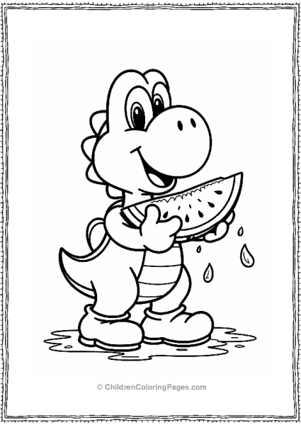 Yoshi Enjoying Watermelon Free PDF Printable