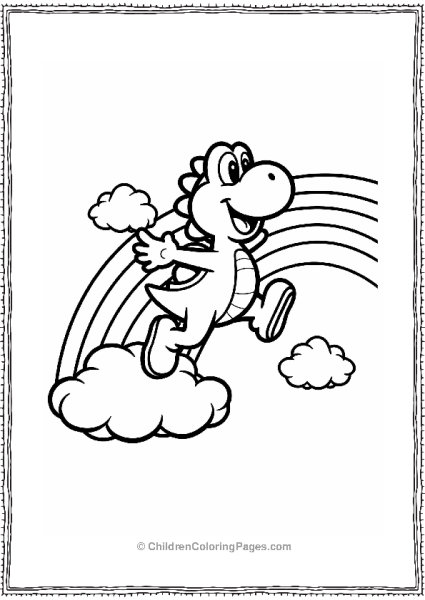 Yoshi Hopping On Clouds Free PDF Printable