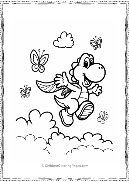 Yoshi Soaring With Cape Feather Free PDF Printable